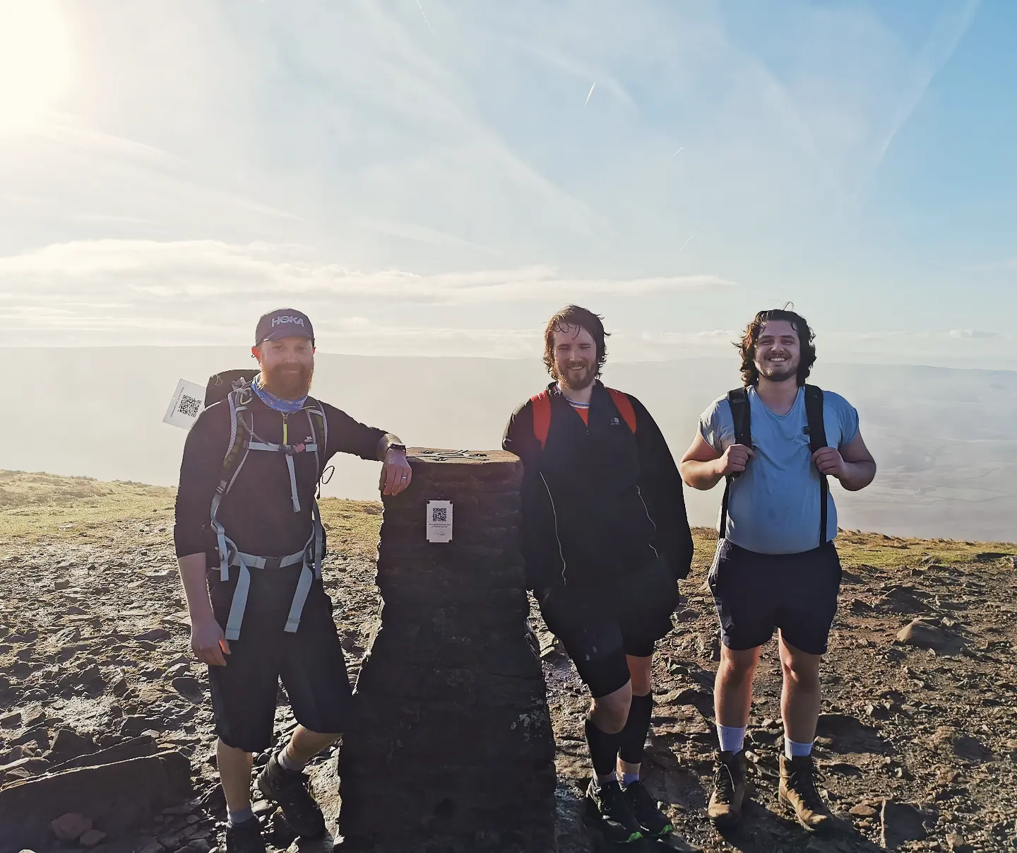 Alex, Ashley and Rachmann on top of a hill in the Yorkshire Dales.